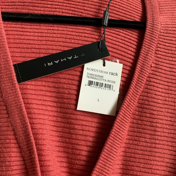 NWT T Tahari Terracotta Rose 🌹 Pink Cucoon Sweater Ribbed Button Up Cardigan💗 - Picture 3 of 12